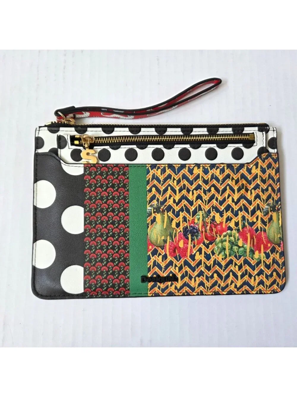 Desigual Wristlet Lola Patch with Removable Insert Pouch Colorful Dots Floral